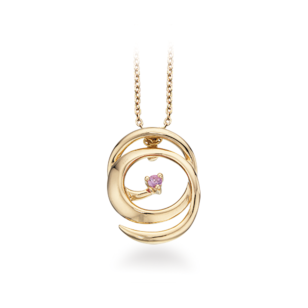 14 Karat Guld Vedhæng Fra Scrouples Med Pink Safir