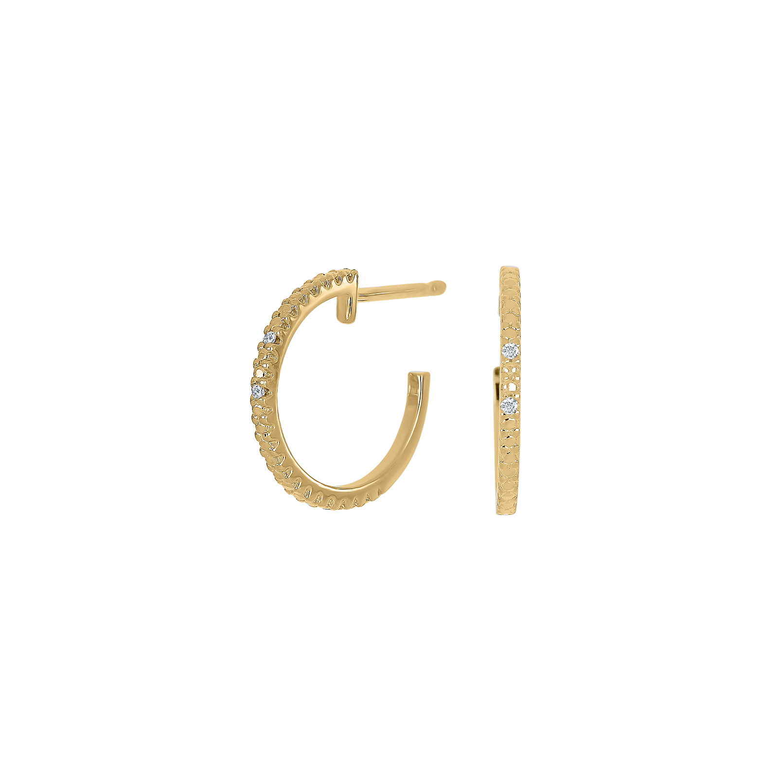 14 Karat Guldcreoler M Diamant