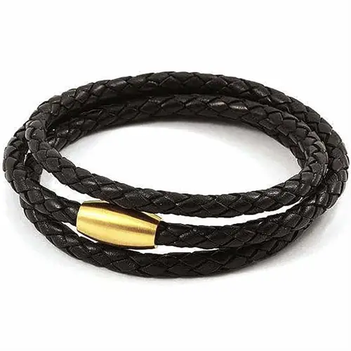 3 X Læder Armbånd Med Gylden Lås