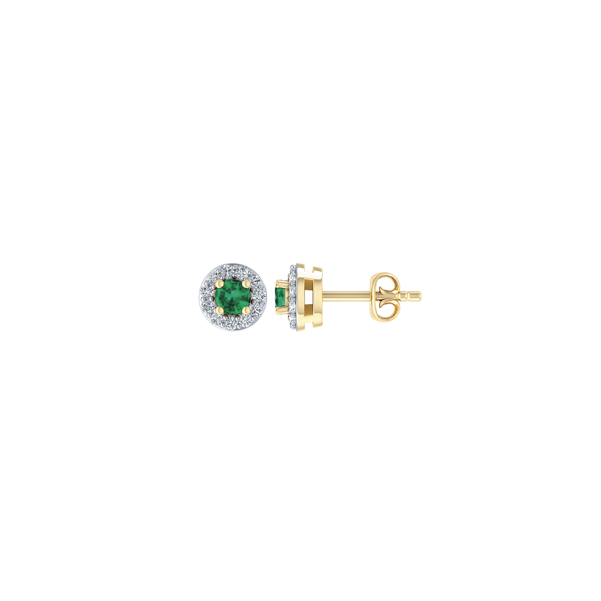 14 Karat Guld ørestikker Fra Støvring Design Med Smaragd Og Brillanter 011 Carat Wsi