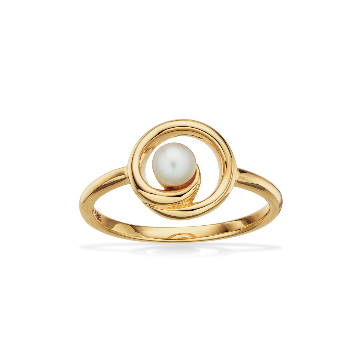14 Karat Guld Ring Fra Scrouples Med Ferskvandsperle