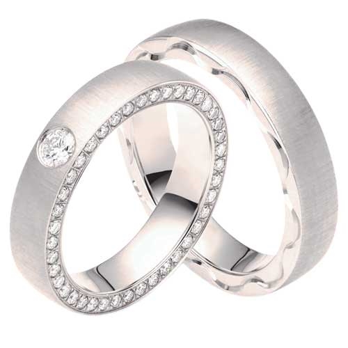 Bartol Excelsior Vielsesringe I Hvidguld Med Diamanter 056 Ct - 45 Mm