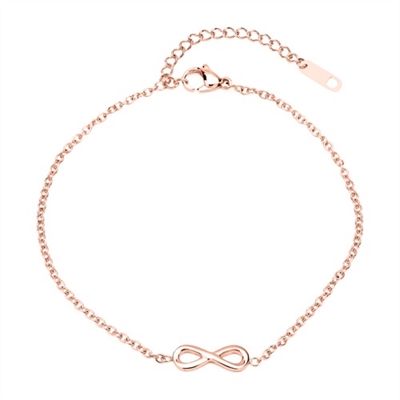 Rosaforgyldt Infinity Ankelkæde - 21 Til 27 Cm