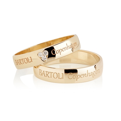 Bartoli Classic Vielseringe I Guld Med Diamanthjerte 003 Ct - 4 Mm