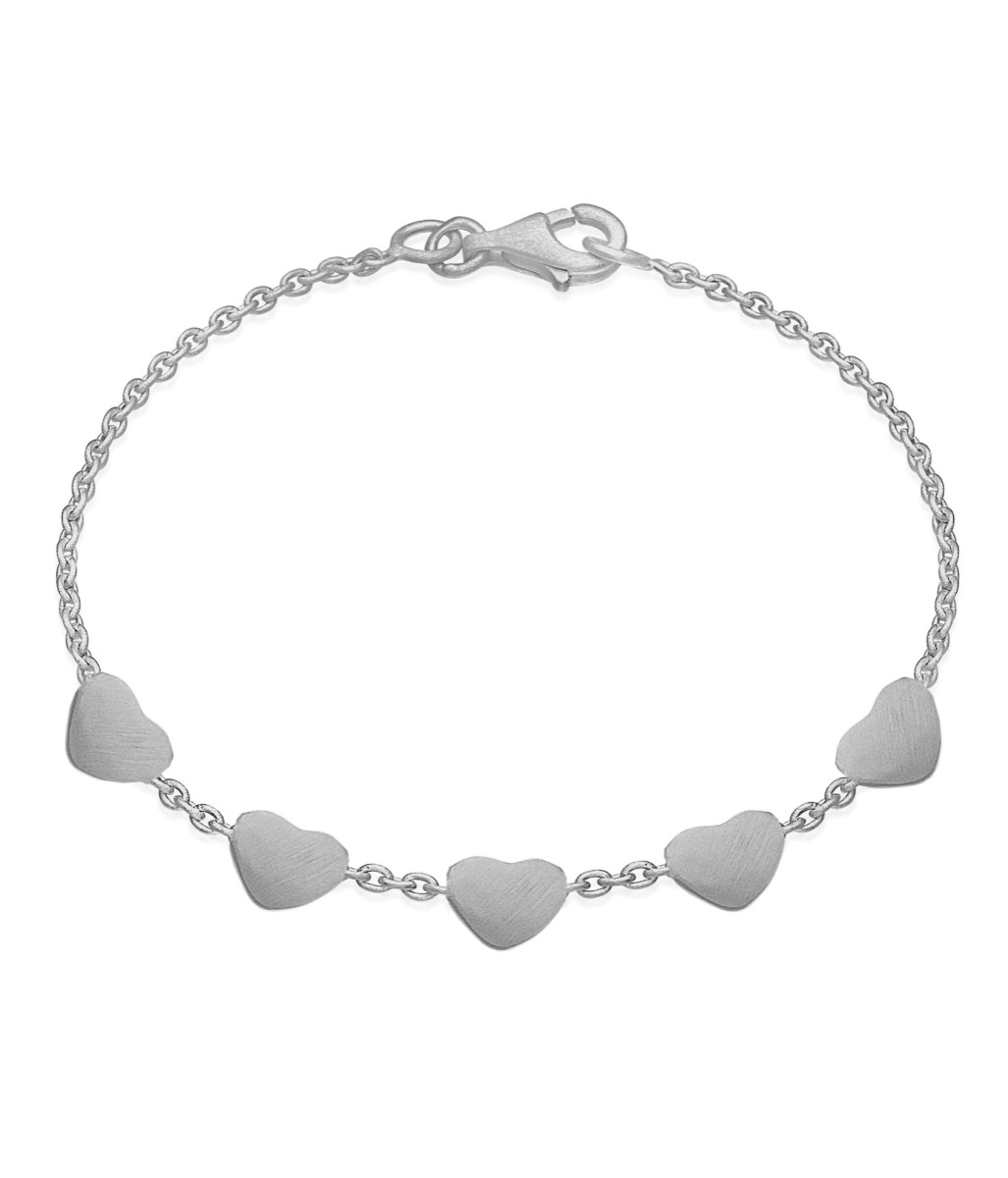 5 Love Heart Sterling Sølv Armbånd Fra Frk Lisberg